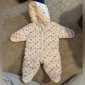 Old Navy Cream Polka Dot Hooded Footie